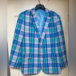 Stafford Men's Plaid Sport Coat Blazer 2 Button Classic Fit- L/XL, 20” Shoulders